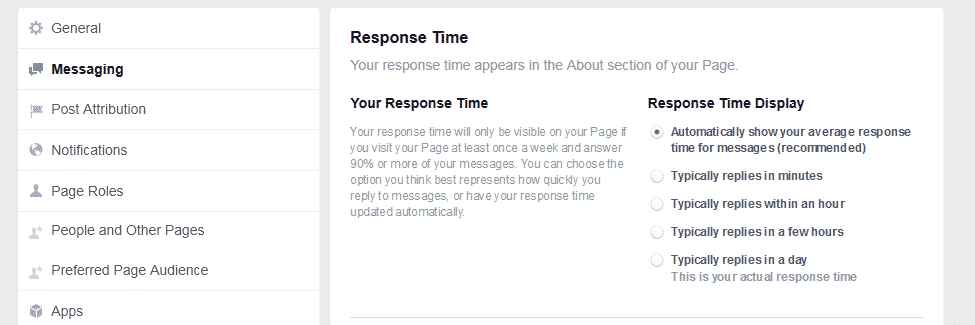 Facebook Response Time