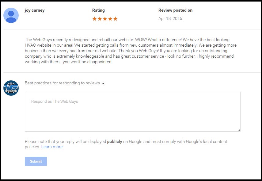 Respond to Google Reviews